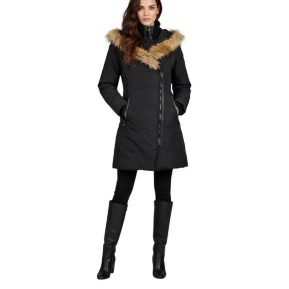 RUDSAK Atelier Noir black down parka fur collar winter coat S - Picture 3 of 15